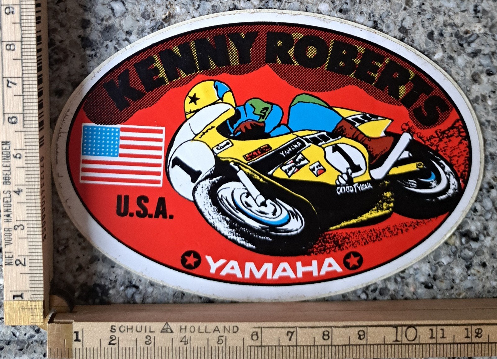 Vintage sticker Kenny Roberts Wegrace USA motor motorrace, Ophalen of Verzenden, Zo goed als nieuw