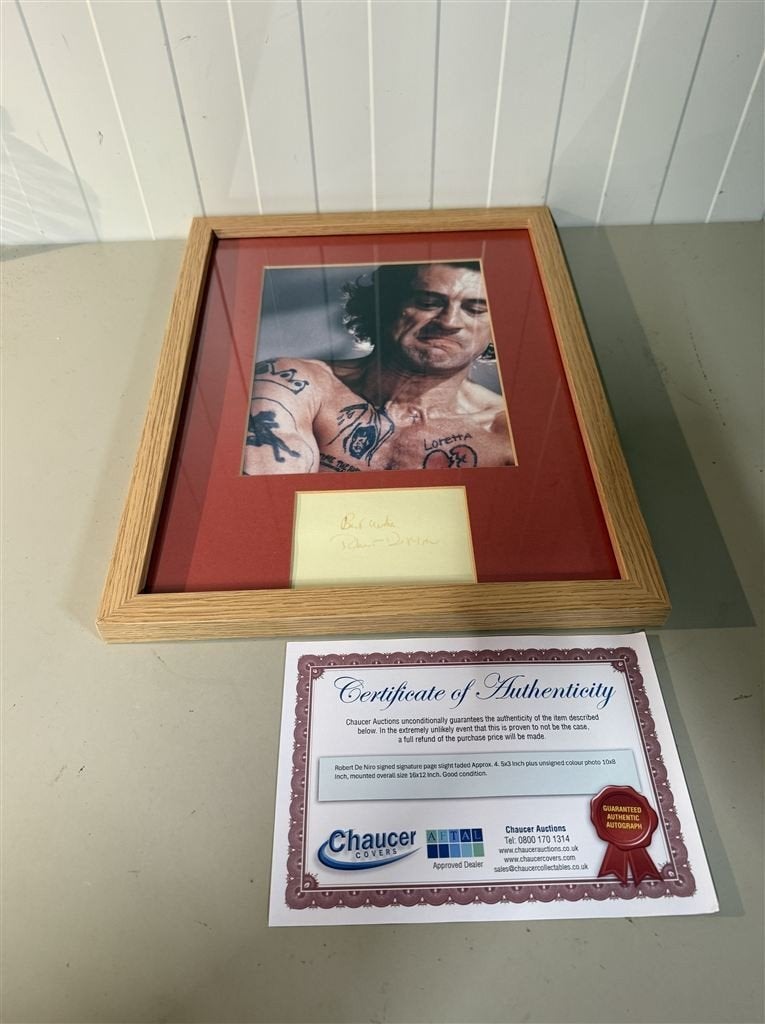 Robert De Niro handtekening in frame ingelijst, Verzamelen, Ophalen of Verzenden, Zo goed als nieuw, Foto of Kaart