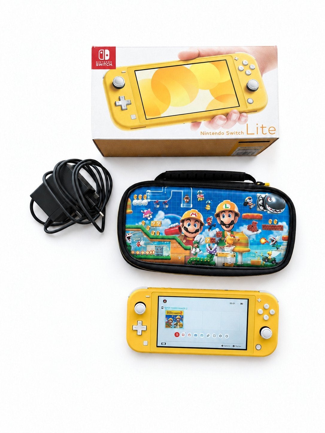 Nintendo Switch Lite Geel met hoes en oplader, Spelcomputers en Games, Ophalen of Verzenden, Geel, Zo goed als nieuw, Met beschermhoes of tas