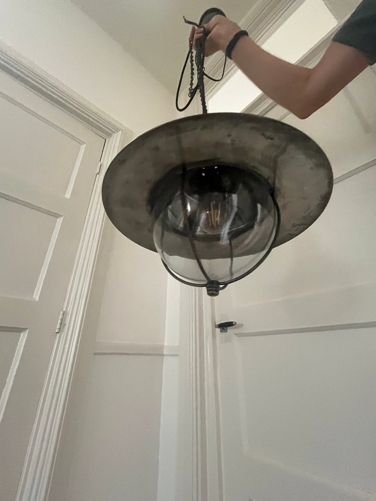Twee Industriele vintage hang/scheepslamp, Ophalen, Zo goed als nieuw