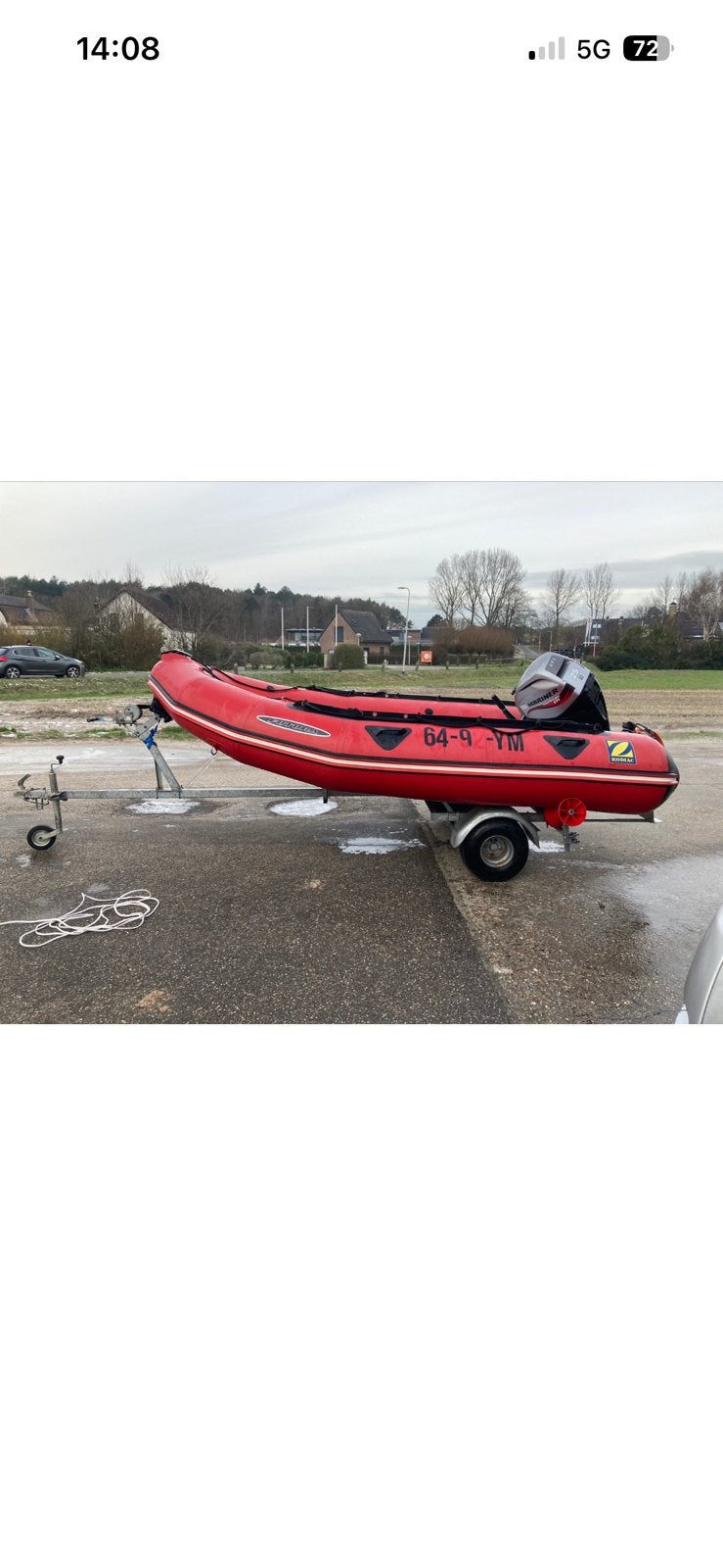 Zodiac - Rubberboot + Mariner 25pk 4stroke motor, Ophalen, Aluminium, Zo goed als nieuw, Zodiac
