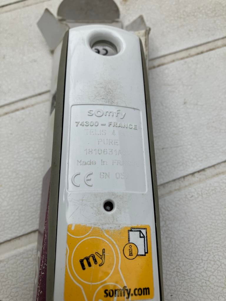Somfy Telis 4 RTS Pure Afstandsbediening Rolluiken Zonwering, Gebruikt, Minder dan 100 cm, Wit, Ophalen of Verzenden