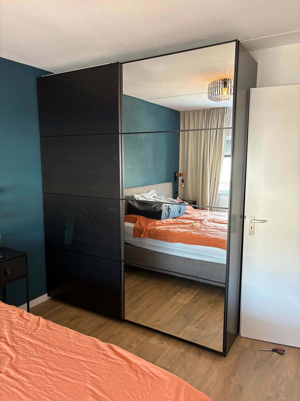 IKEA PAX Kledingkast met spiegeldeuren en lades, Ophalen, 200 cm of meer, 150 tot 200 cm, Zo goed als nieuw
