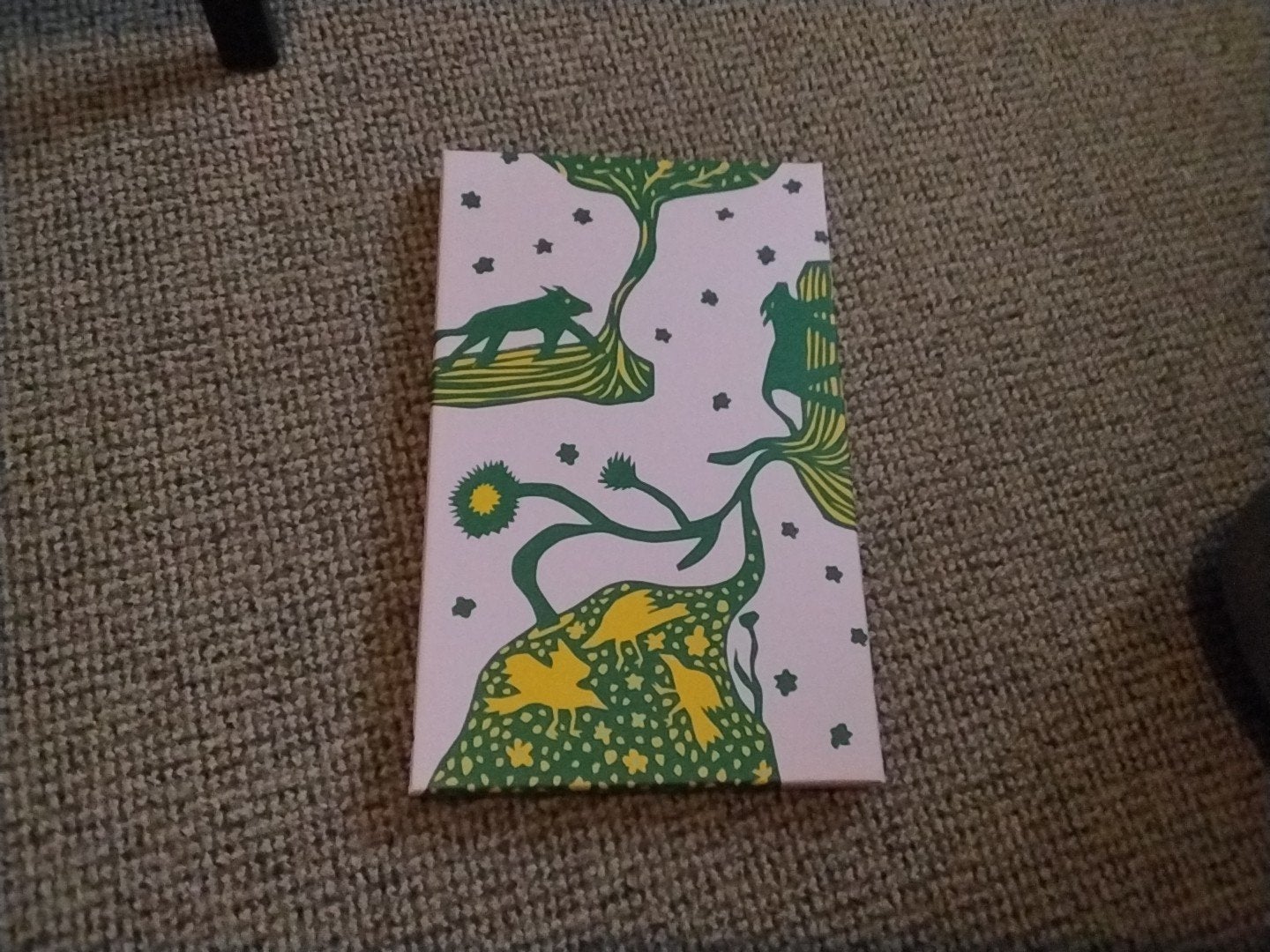 Mooi kunstwerk op canvas, groen en geel, Ophalen of Verzenden