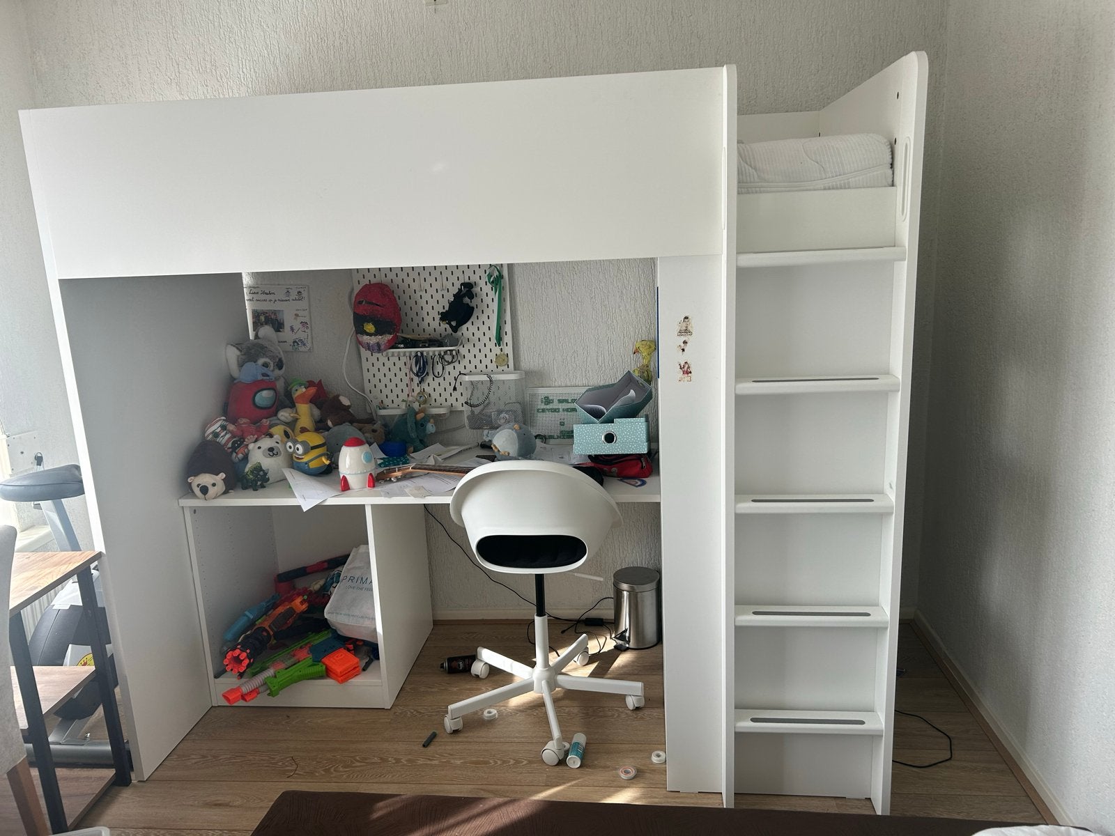 Hoogslaper met bureau en bed (inclusief bed), Ophalen, 100 cm, Hoogslaper, Eenpersoons
