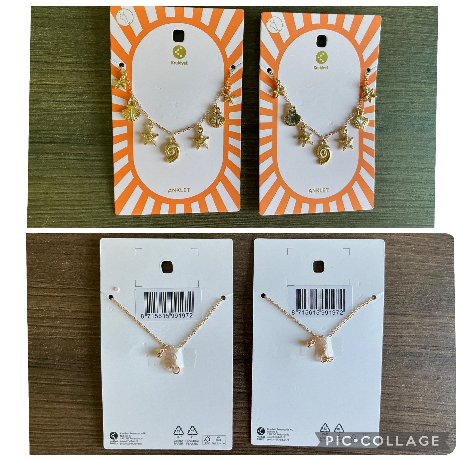 2 Enkelbandjes Kruidvat - nieuw - goudkleurig (KWF), Ophalen of Verzenden, Nieuw, Zilver