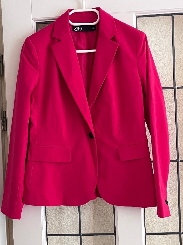 Zara Blazer en 7/8 pantalon rood, Maat 38, Maat 38/40 (M), Kostuum of Pak, Zara, Ophalen of Verzenden