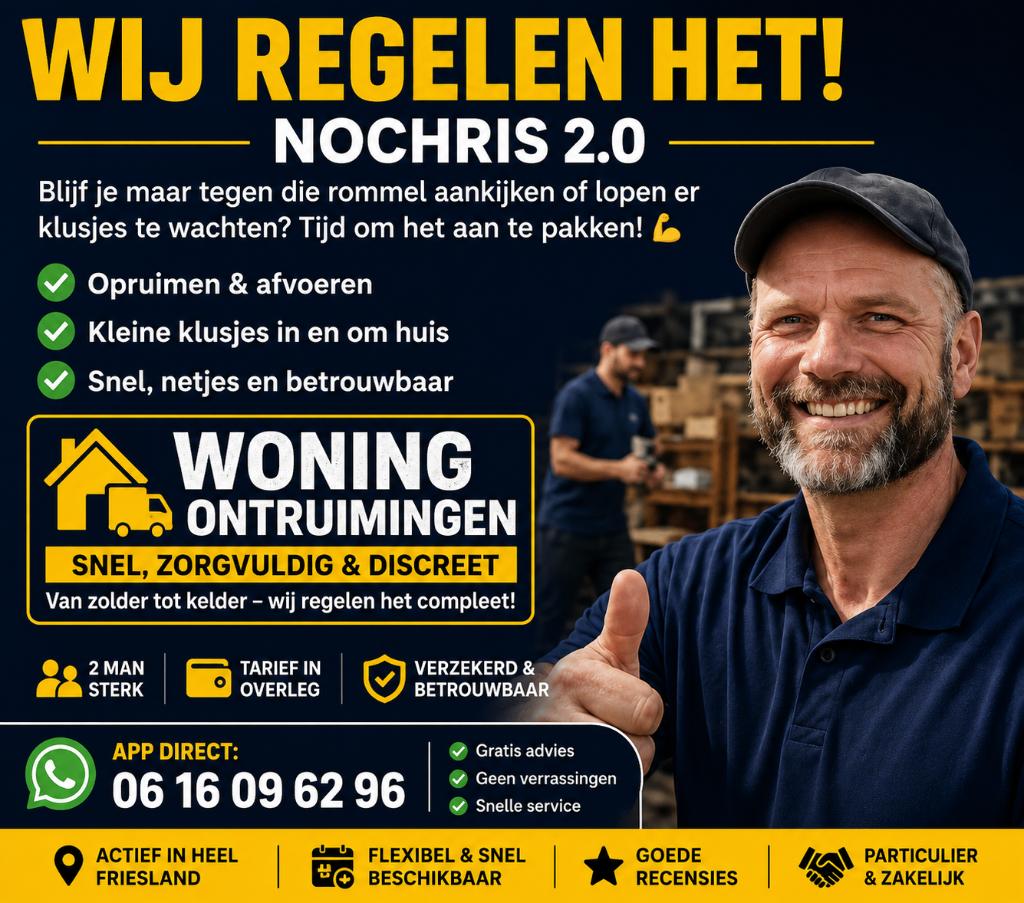 Spoed klussen - ontruimingen - klusjes - Kringloop Nochris, Ophalen of Verzenden