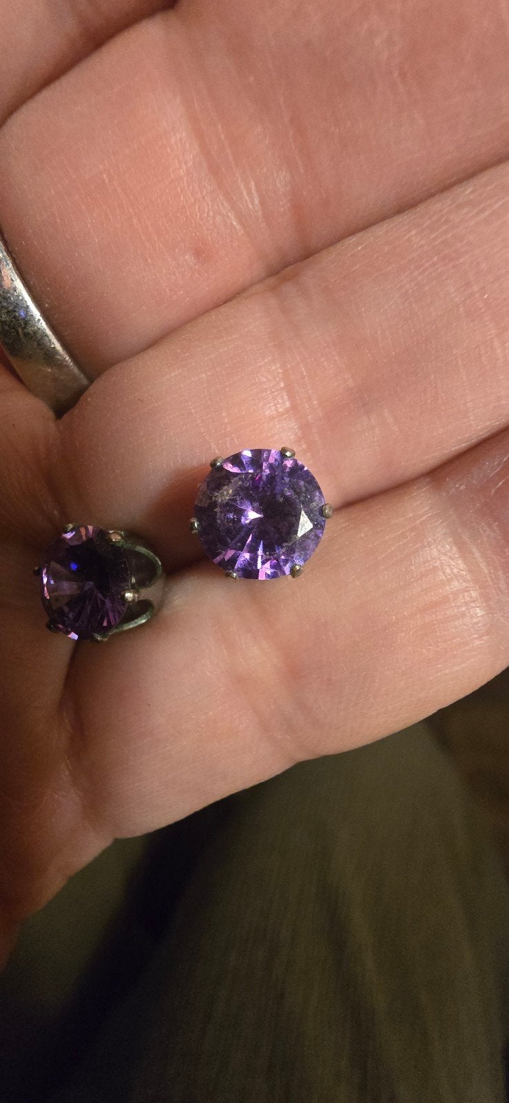 Prachtige paarse oorknopjes echt zilver, Sieraden, Tassen en Uiterlijk, Oorbellen, Ophalen of Verzenden, Zo goed als nieuw, Paars