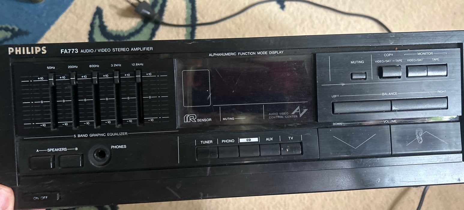 Philips FA773 Audio/Video Stereo Versterker, Audio, Tv en Foto, Versterkers en Receivers, Ophalen of Verzenden, Gebruikt, Stereo