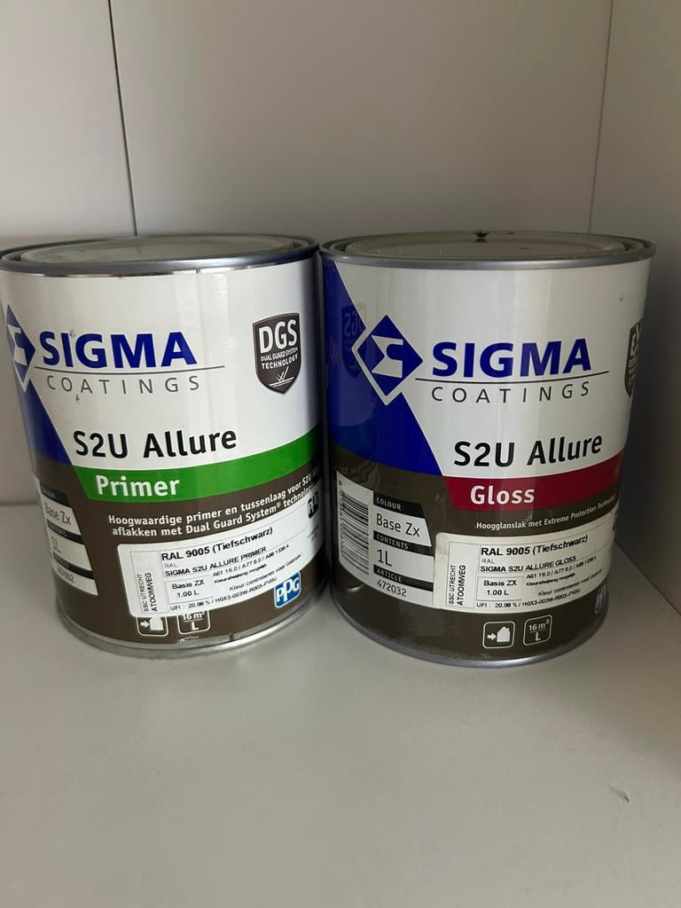 Sigma s2u allure gloss en primer ral 9005 zwart, Ophalen, Zo goed als nieuw, Wit