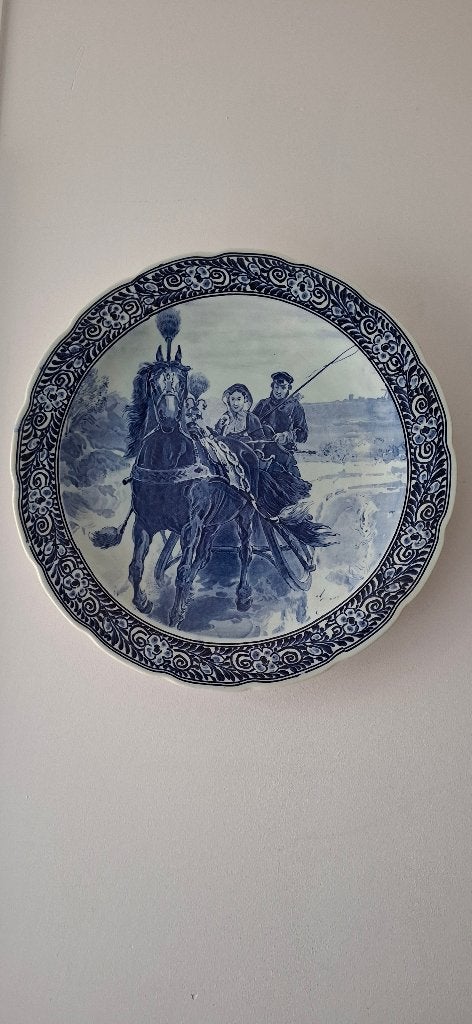 Groot Delfts Blauw Wandbord 40cm - Royal Sphinx Maastricht, Antiek en Kunst, Ophalen of Verzenden