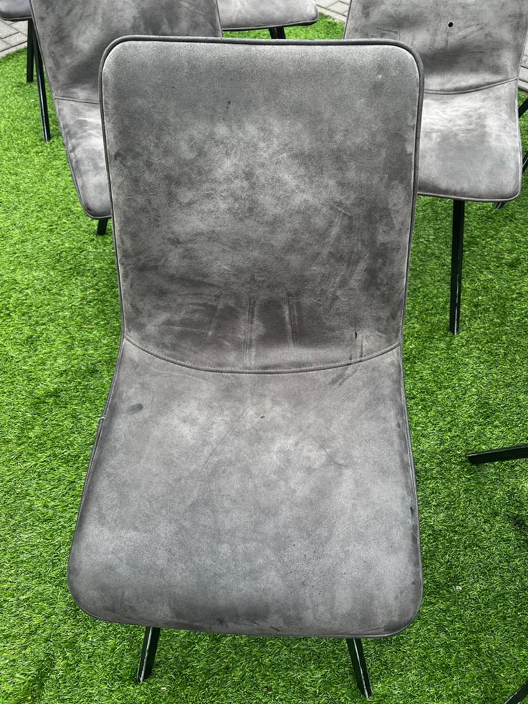 Set van 9 grijze eetkamerstoelen - Gebruikt, Ophalen, Gebruikt, Vijf, Zes of meer stoelen, Stof