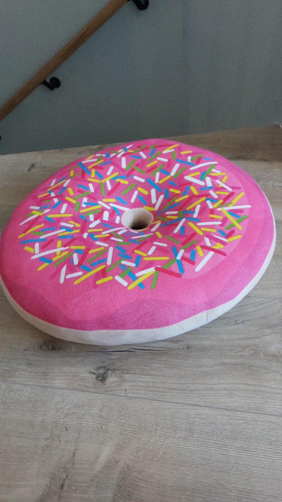 Roze donut kussen met vrolijke spikkels, Ophalen, Overige merken, Met print, Rond