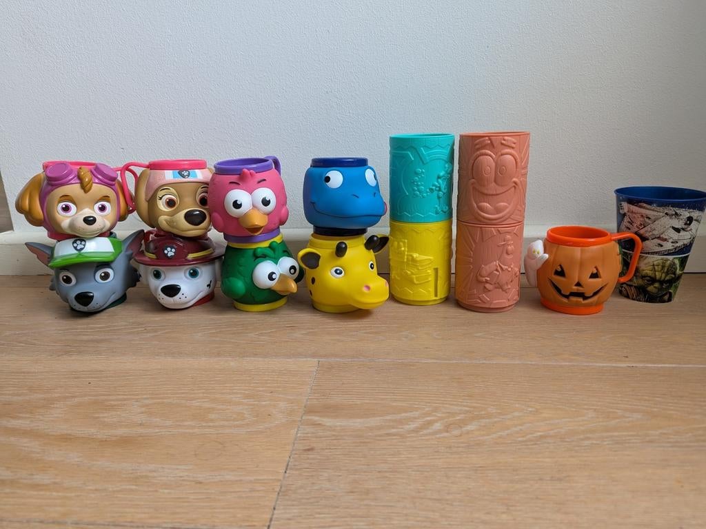 14 grappige drinkbekers voor kinderen, SpongeBob paw patrol, Overige materialen, Gebruikt, Overige typen, Ophalen of Verzenden