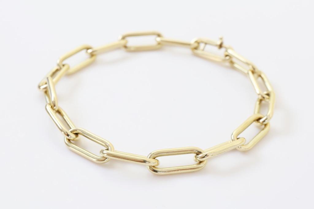 14 Karaat Gouden Closed Forever Armband Paperclip Schakel, Ophalen of Verzenden, Zo goed als nieuw, Goud, Goud