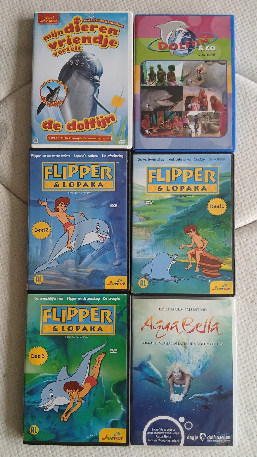 DVD's met dolfijnenthema: Flipper & Lopaka, AquaBella, e.a., Gebruikt, Animatie, Alle leeftijden, Box/collectie