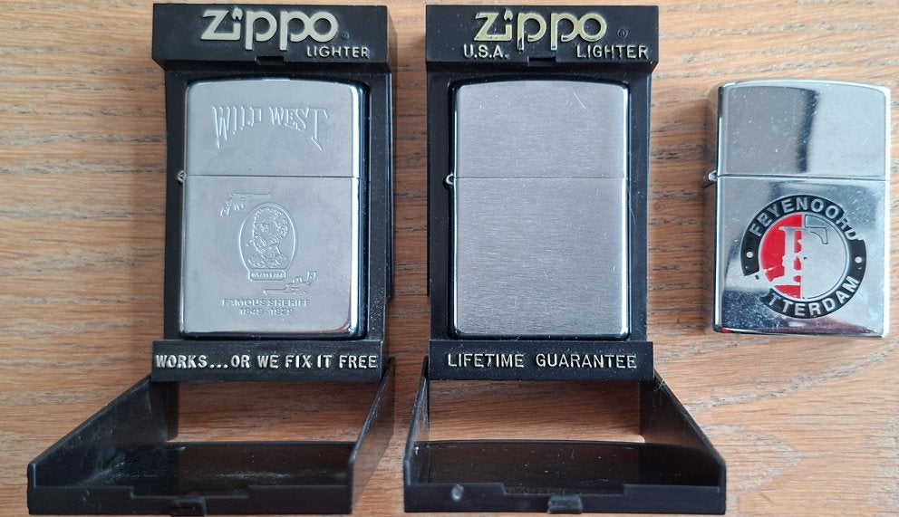 3x zippo aanstekers, 2x originele doos, 1x Wild west serie, Ophalen of Verzenden, Zo goed als nieuw, Aansteker