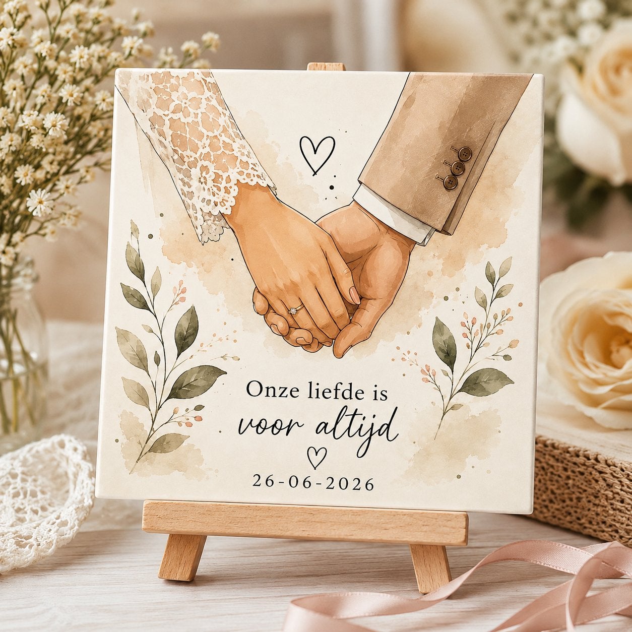 Tegeltje Romantisch tegeltje, Verzenden, Nieuw, Met afbeelding, 11 cm