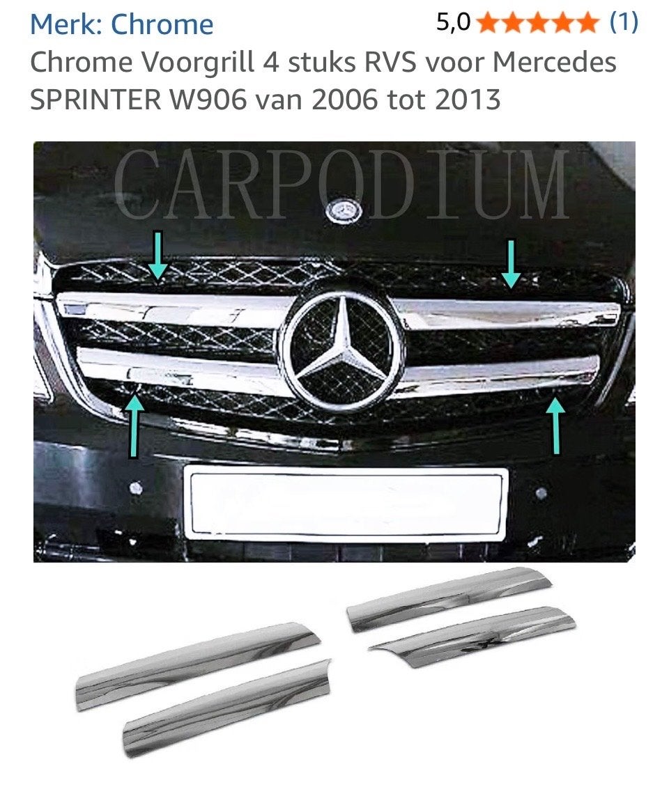 Nieuwe Chrome Grill Afdekking Mercedes Sprinter 2006-2013, Ophalen of Verzenden