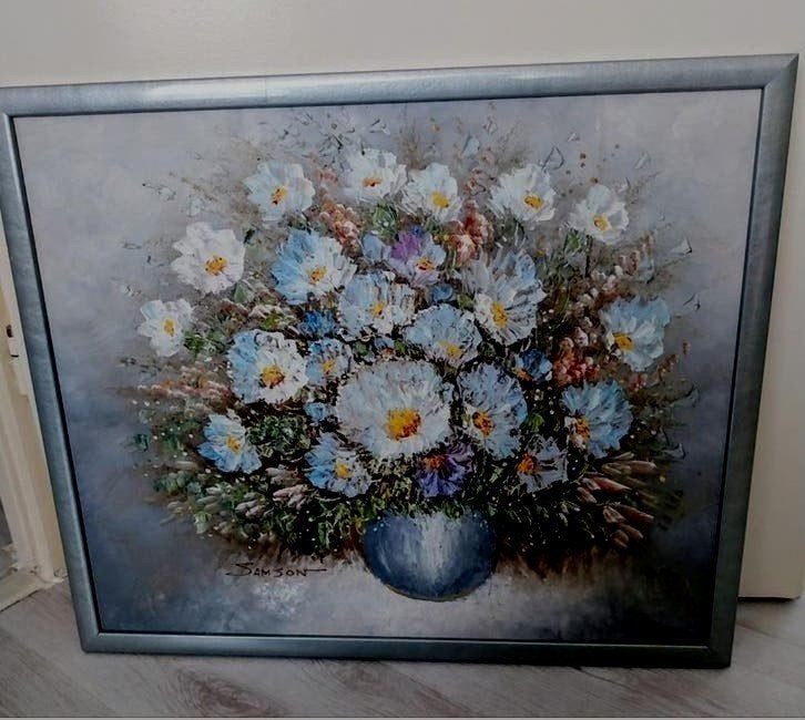 Schilderij Eddy Samson: Boeket Grote Bloemen, Ophalen of Verzenden