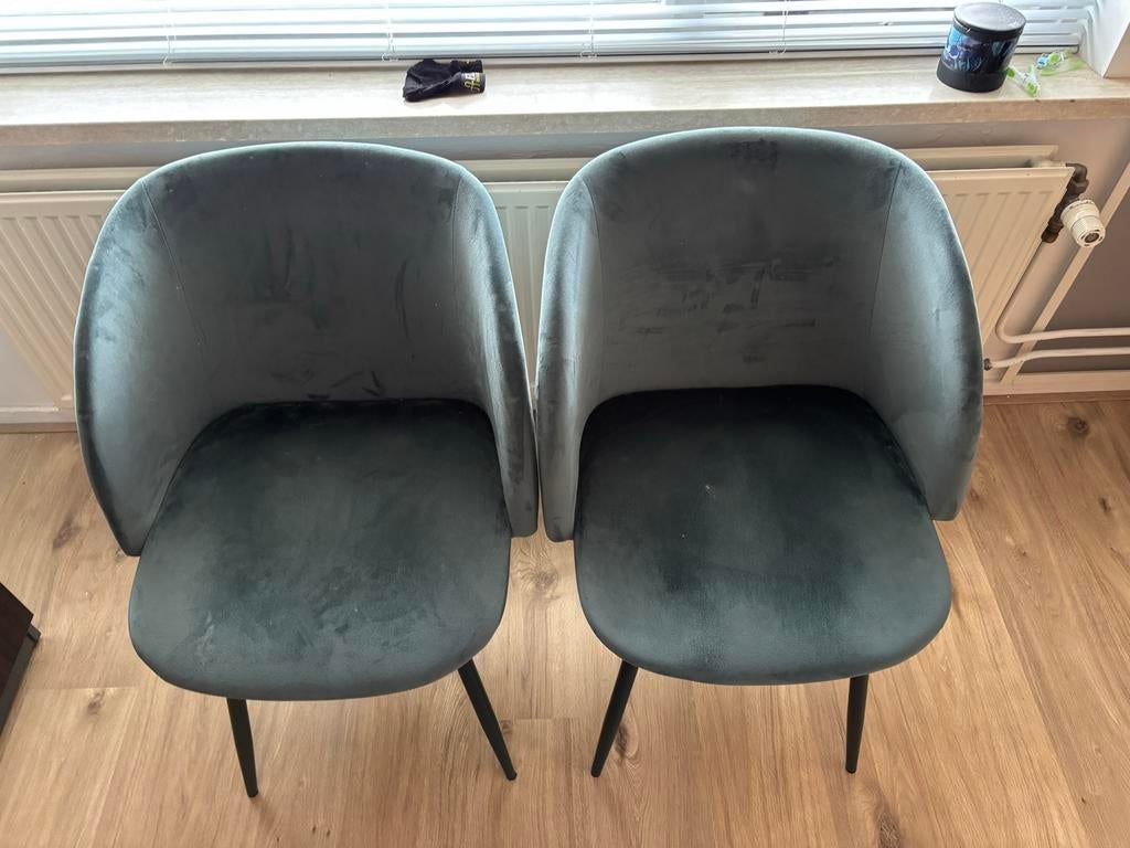 4x Søstrene Grene stoelen – fluweel (groen & blauw), Ophalen, Gebruikt, Overige kleuren, Vier