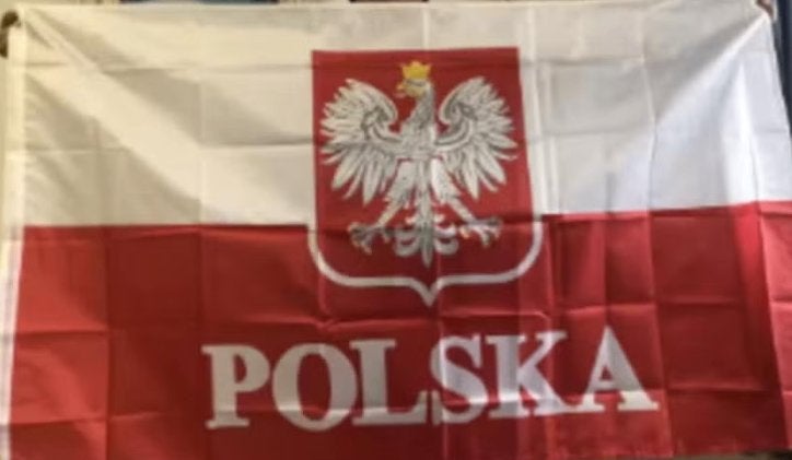 Grote vlag Polen met tekst en logo (150x90cm), Diversen, Vlaggen en Wimpels, Ophalen of Verzenden, Nieuw