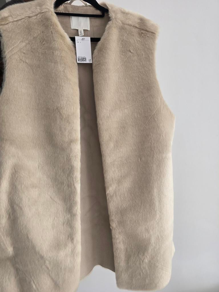 Nieuw H&M Faux Fur Gilet - Maat L, H&M, Beige, Maat 42/44 (L), Nieuw