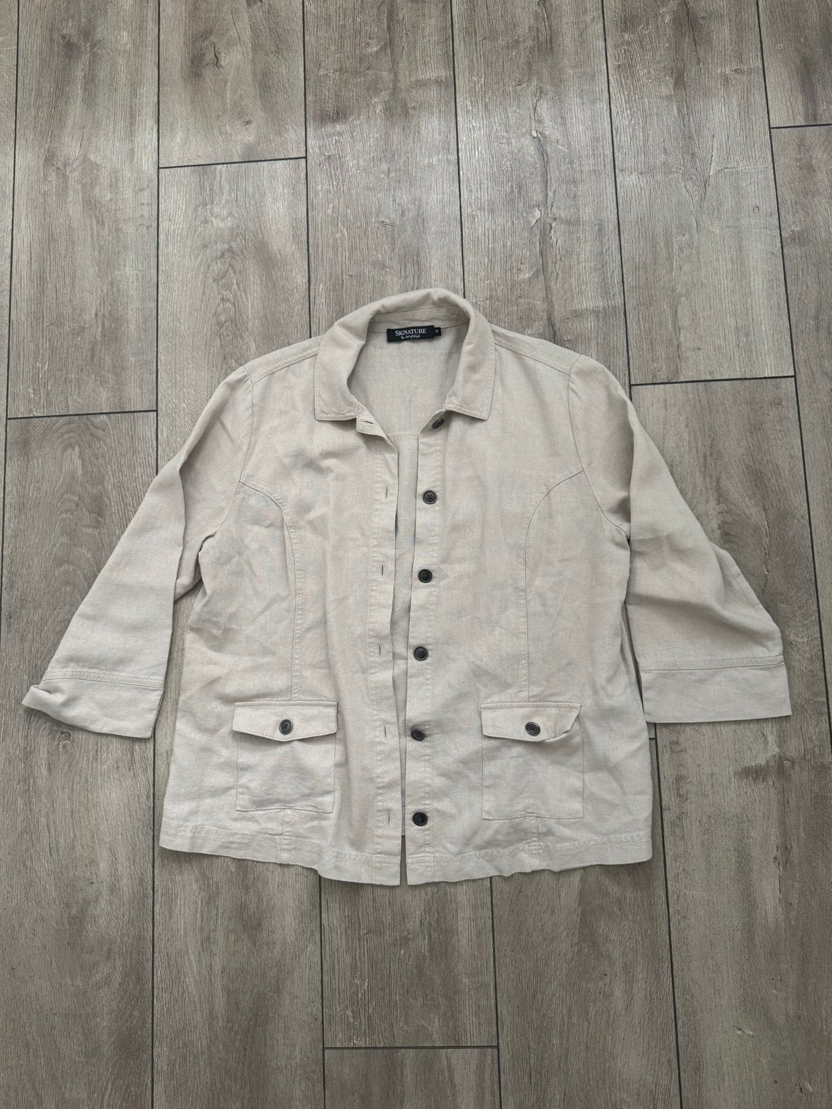 Signature Linnen/Viscose Jasje Maat M Beige, Ophalen of Verzenden, Zo goed als nieuw, Maat 38/40 (M), Beige