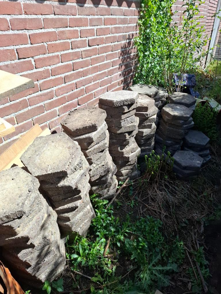 Zeshoekige betontegels voor terras of pad, Tuin en Terras, Ophalen, Gebruikt, 5 tot 10 m², Beton