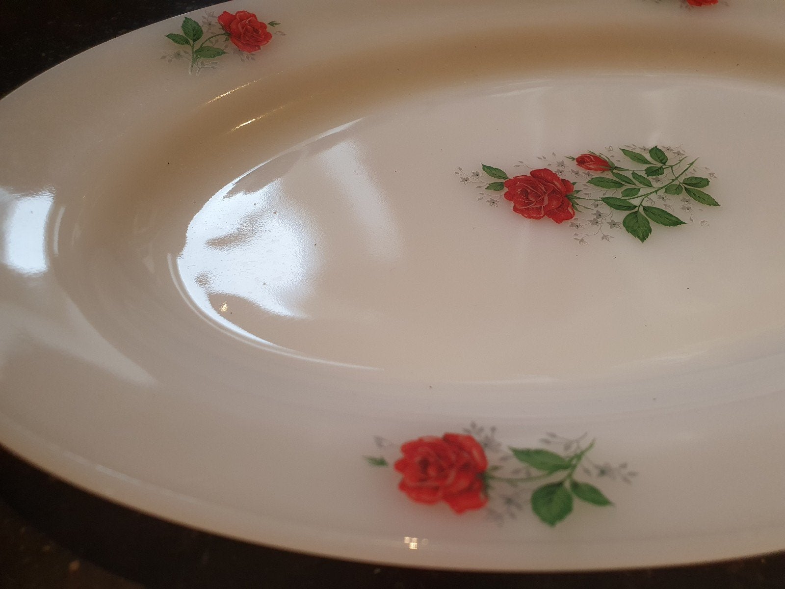 Vintage Arcopal France schaal met rozen decoratie, Ophalen of Verzenden