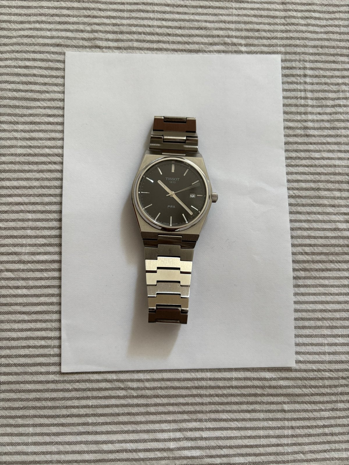 Tissot PRX 41mm Quartz - Zwarte Wijzerplaat, Overige merken, Staal, Polshorloge, Ophalen of Verzenden