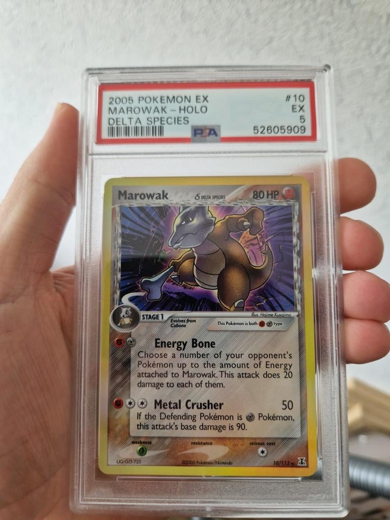2005 Pokémon EX Marowak Holo Delta Species PSA 5, Ophalen of Verzenden, Gebruikt, Losse kaart, Foil
