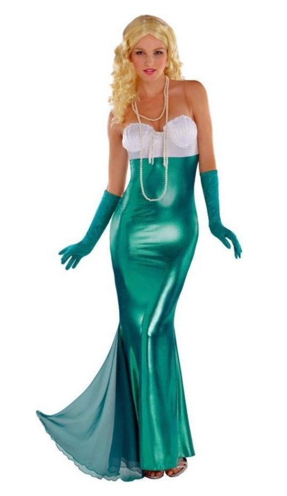 Jurk zeemeermin M L kostuum jurk pak mermaid lange groen, Maat 38/40 (M), Carnaval, Nieuw, Ophalen of Verzenden