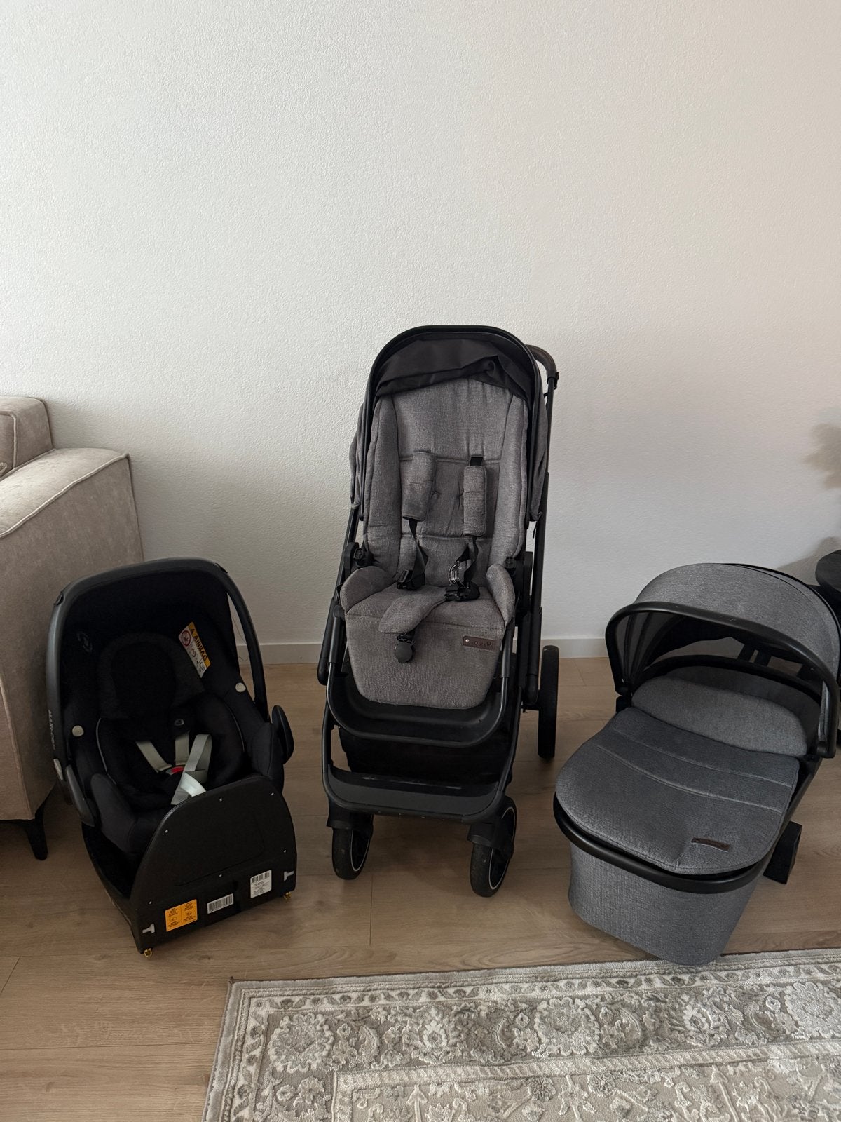 Qute Q-Rider Kinderwagen met Maxi-Cosi Autostoel, Zijbescherming, 0 t/m 13 kg, Ophalen, Overige merken