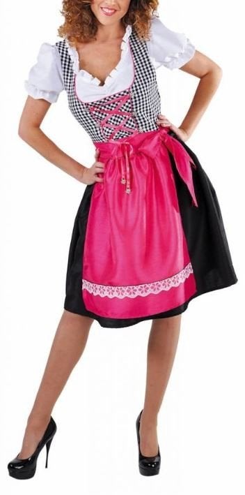 Mooi zwart/roze/witte DIRNL/TIROLER/ALPENMEISJE jurk, Carnaval, Nieuw, Ophalen of Verzenden, Kleding