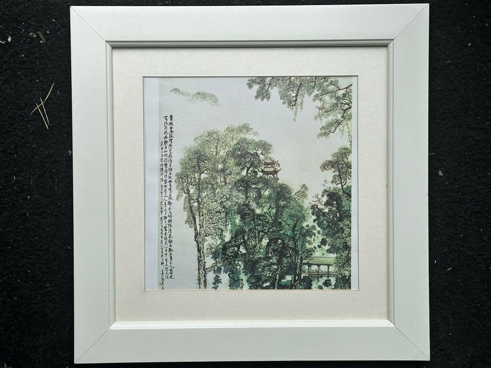 Vintage print schilderij chinees landschap, Ophalen of Verzenden