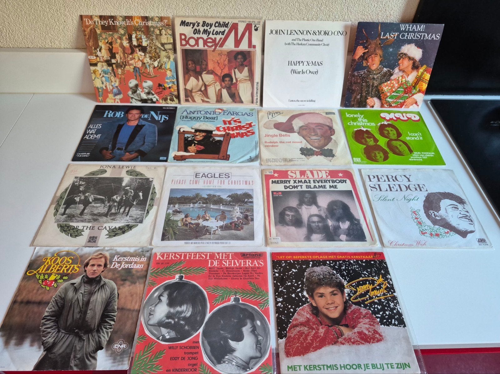 collectie 15x kerst 7inch wham Eagles lennon, Cd's en Dvd's, Ophalen of Verzenden, Zo goed als nieuw, Pop