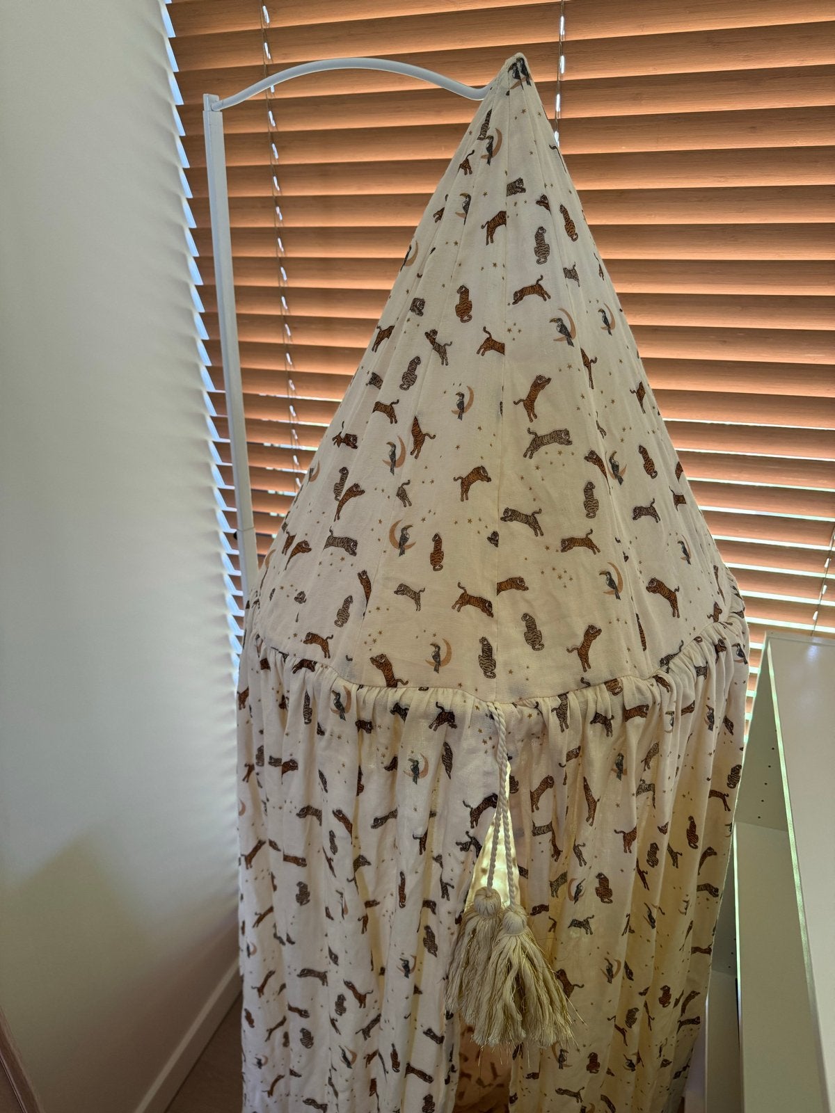 Klamboe met dierenprint en standaard, Beige, Inclusief standaard, Ophalen of Verzenden, Zo goed als nieuw