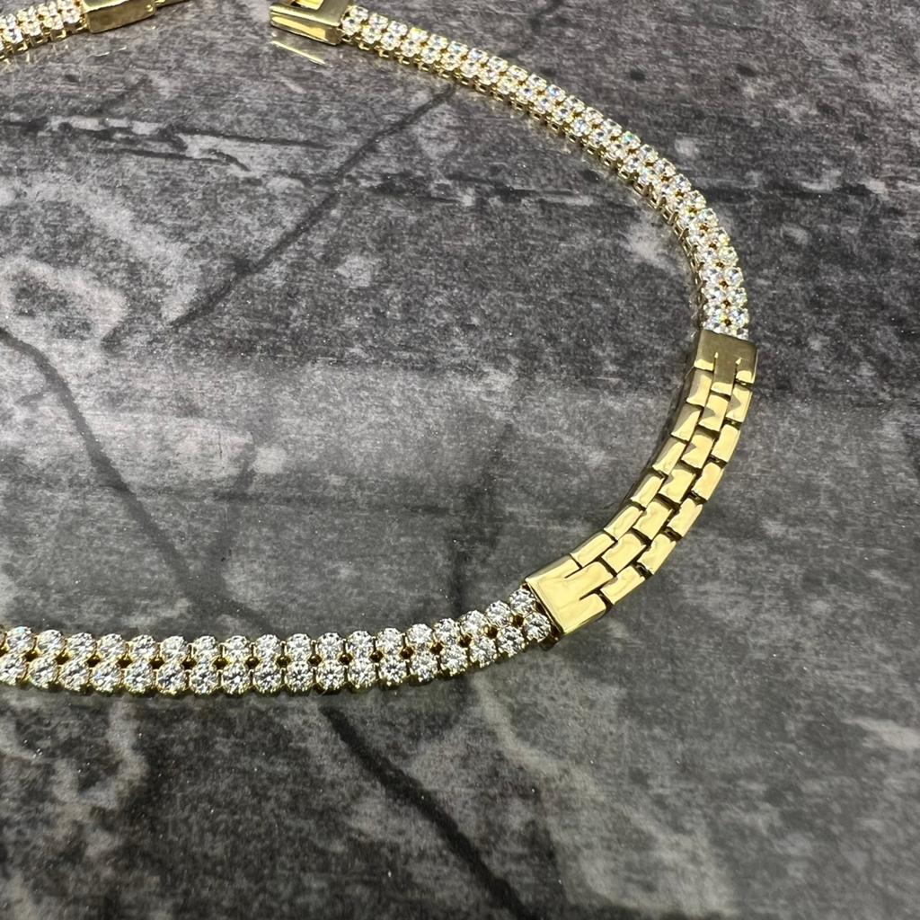 14 karaat gouden armband tennisarmband schakel, Ophalen of Verzenden, Nieuw, Goud