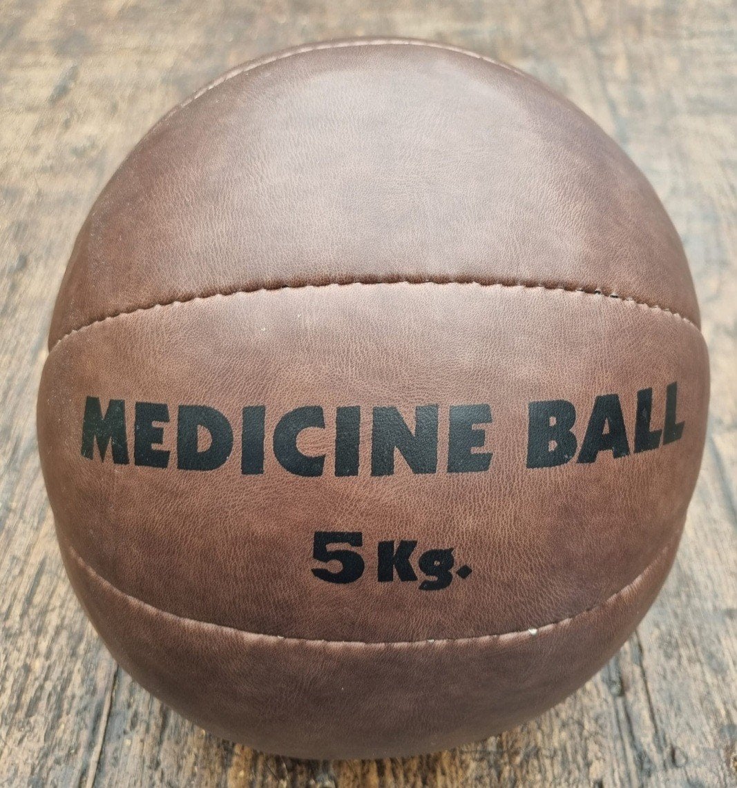 Tunturi Medicijnbal 5 kg - Luxe Bruin Kunstleder, Ophalen of Verzenden, Gebruikt