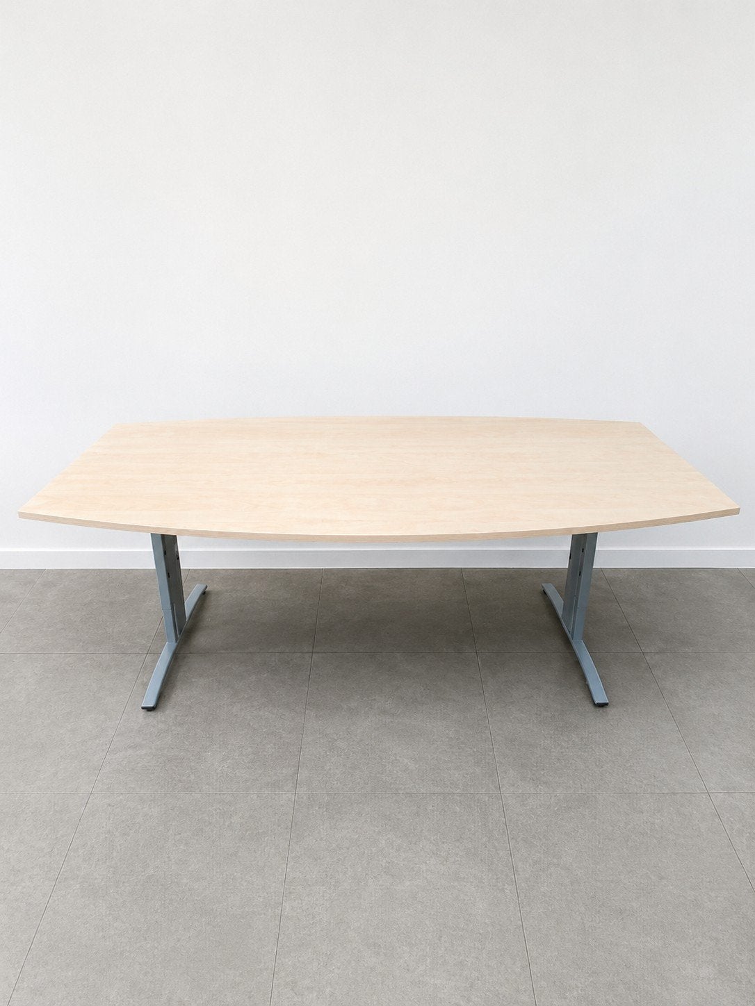 Ovale in hoogte verstelbare tafel - Licht eiken, Huis en Inrichting, Tafels | Eettafels, Ophalen, Ovaal, 200 cm of meer, 100 tot 150 cm