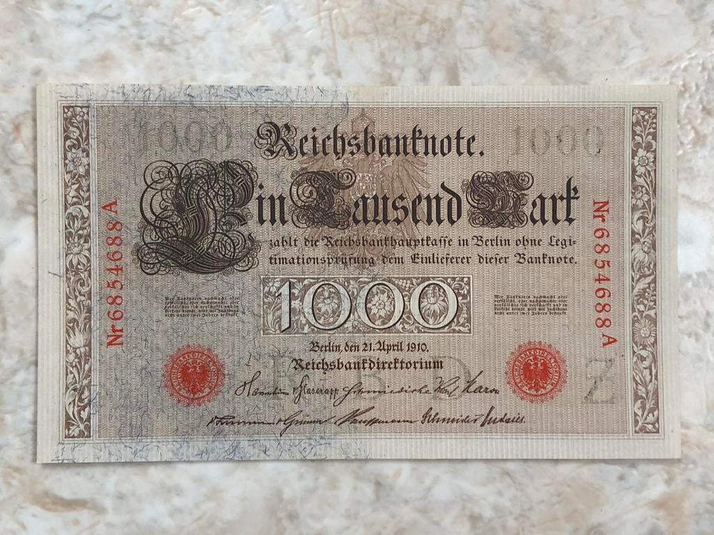 1000 mark 1910, Duitsland., Verzenden, Duitsland, Los biljet