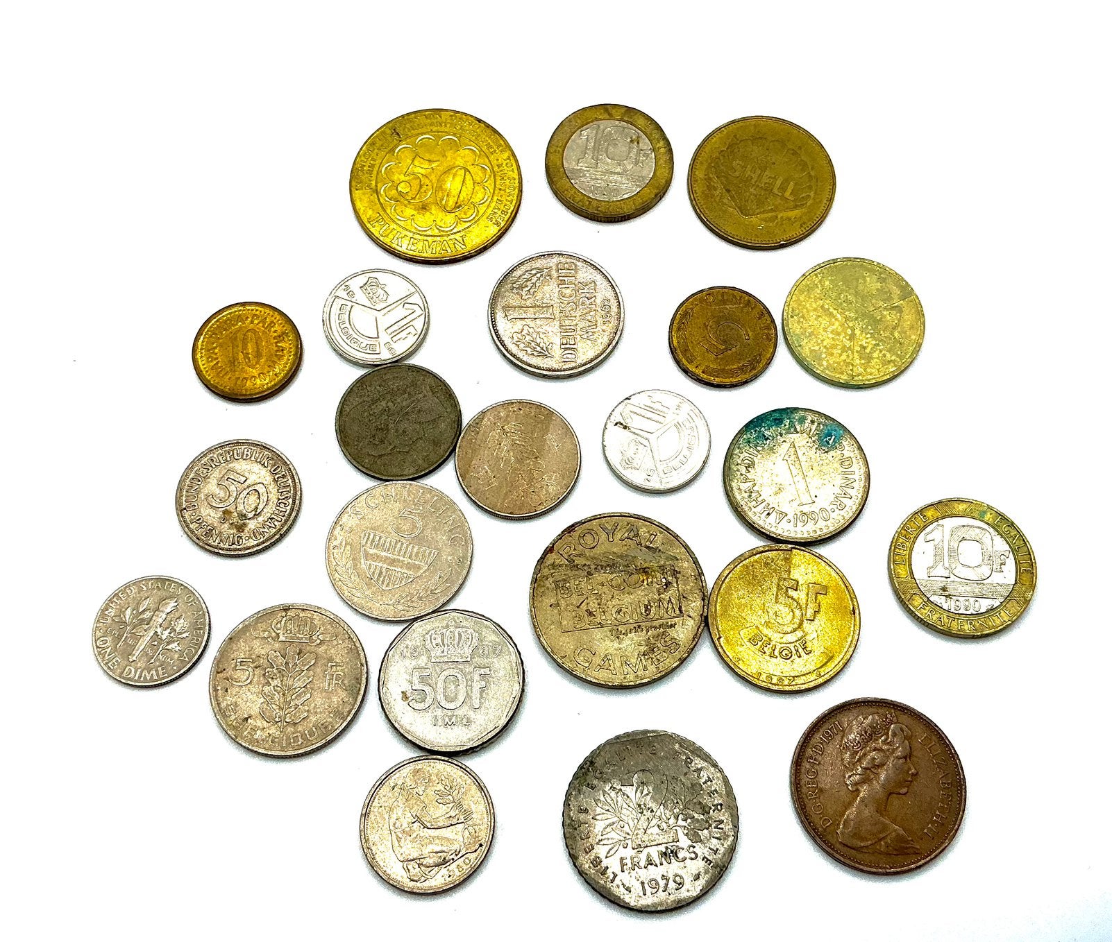 Lot oude munten wo new pence 1971 shell penning etc. oud, Verzenden, Overige landen