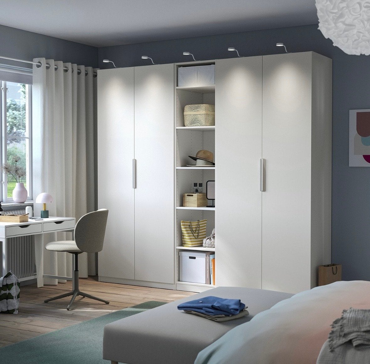 IKEA PAX/FORSAND Kledingkast wit/wit, 250x60x236 cm, Ophalen, 200 cm of meer, Zo goed als nieuw, Met lade(s)