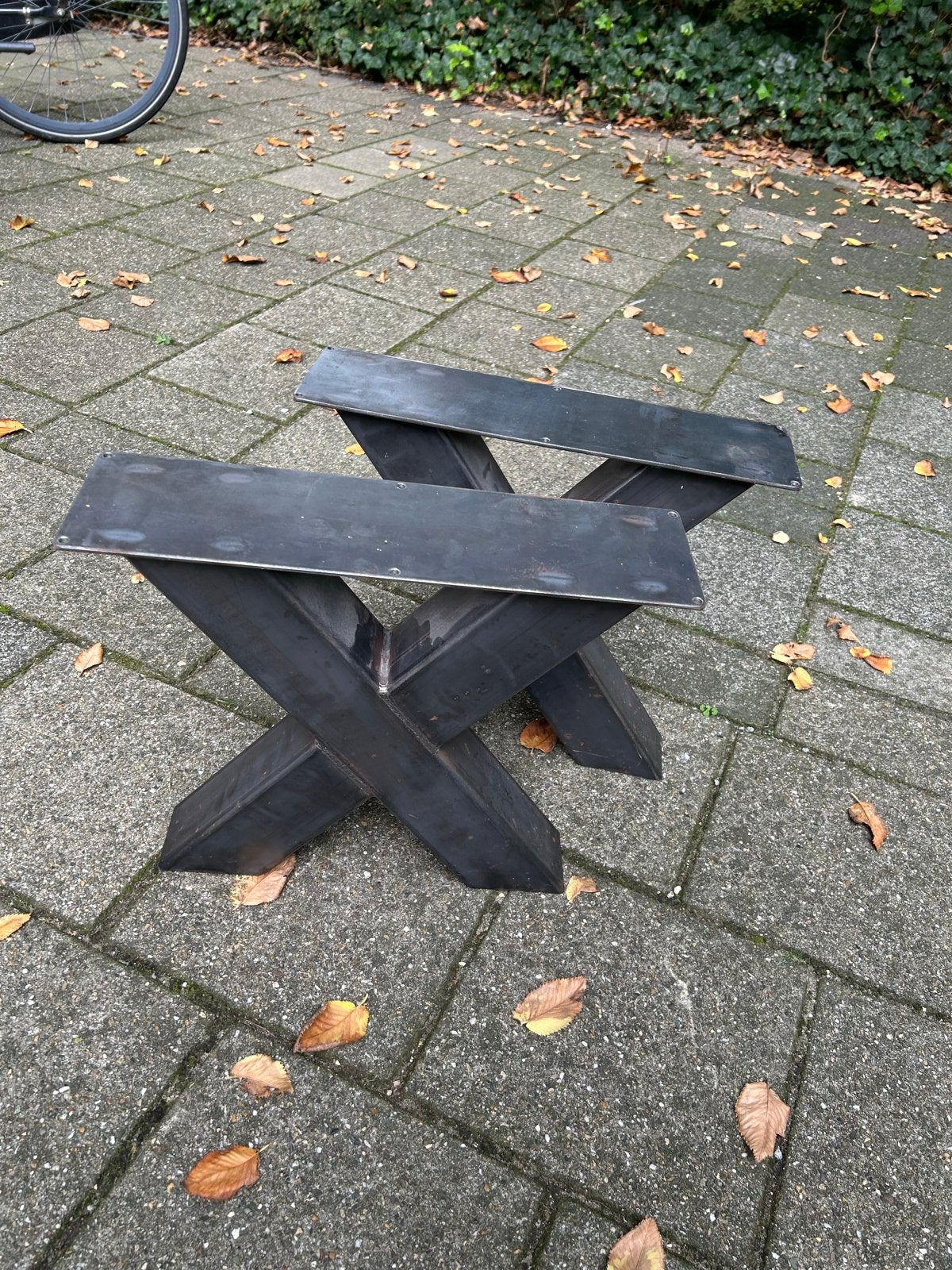 Stalen X-poot salontafel onderstel - onbehandeld staal, Ophalen, Tafelpoot, Nieuw, 50 tot 100 cm
