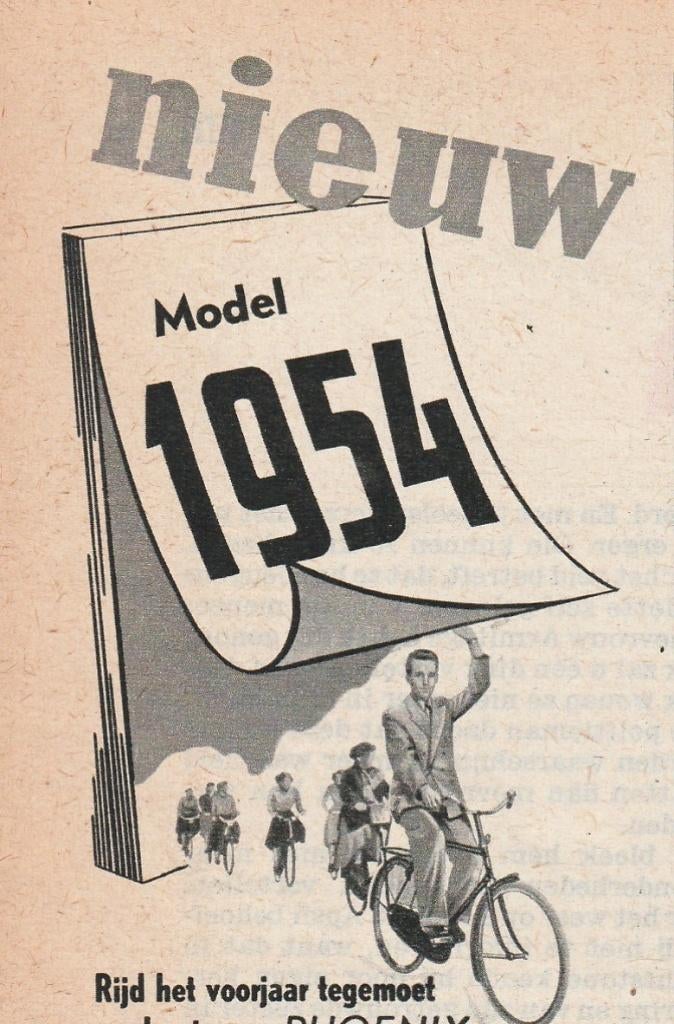 Retro reclame 1954 Phoenix fietsen in het nieuwe jaar, Verzenden, Overige typen