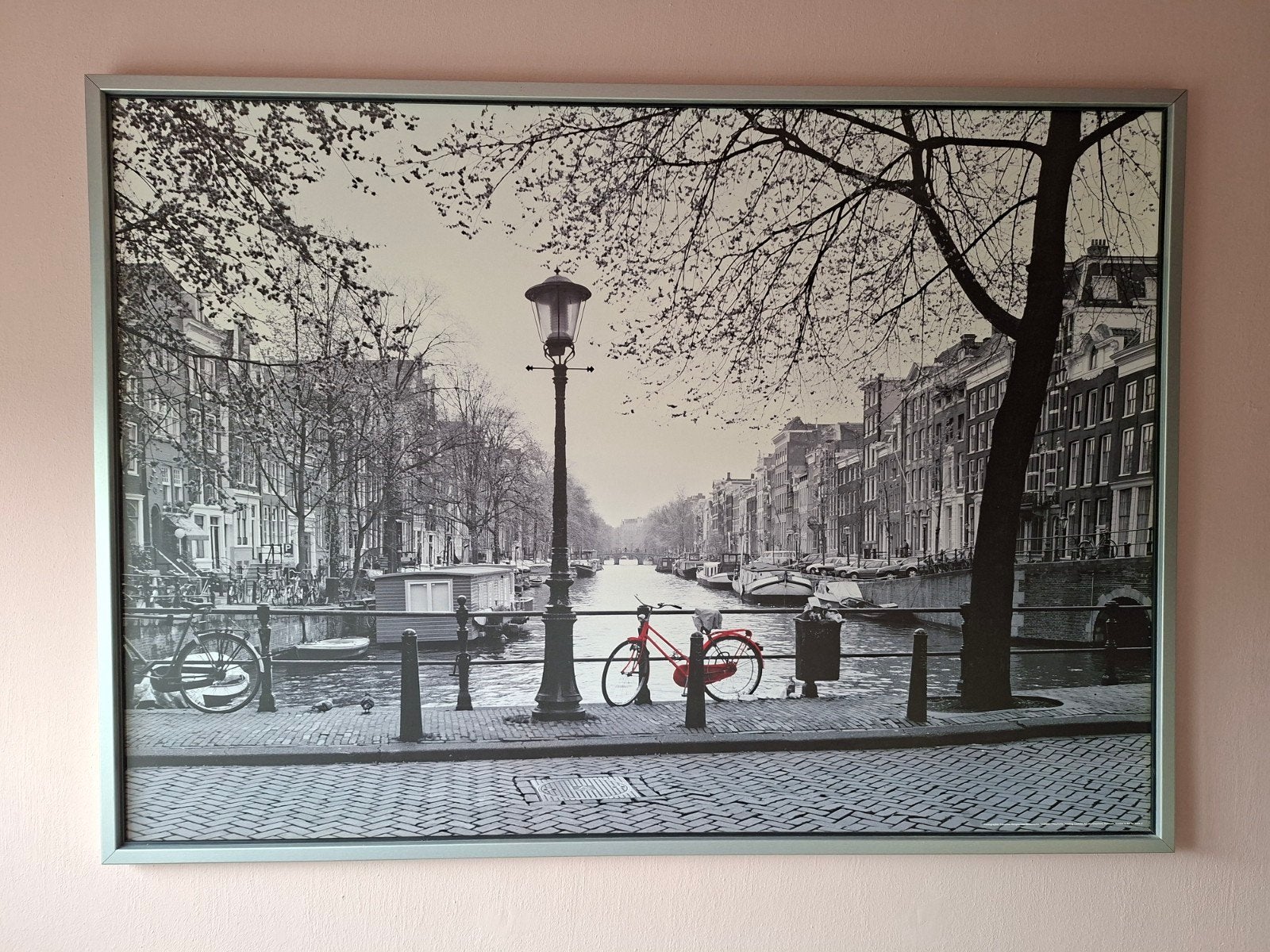 Ikea Vilshut ingelijste - Brouwersgracht Amsterdam met fiets, Ophalen, Gebruikt, Oorspronkelijke maker, 125 cm of meer