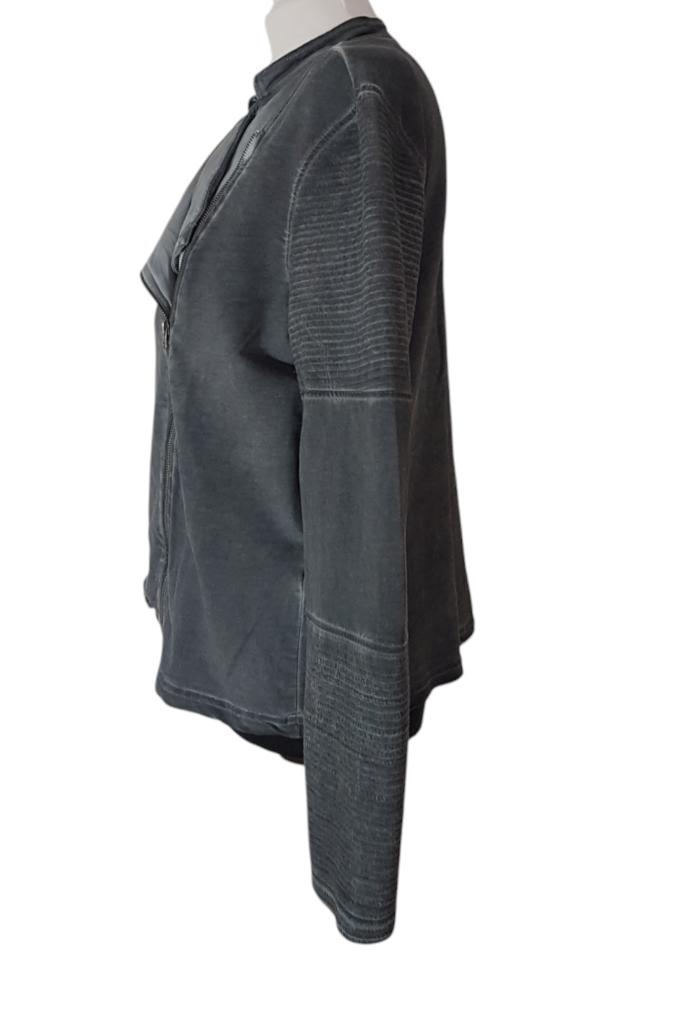 Gaaf donker grijs sweat biker vest/ jasje maat L/ XL., Kleding | Dames, Truien en Vesten, Zo goed als nieuw, Maat 46/48 (XL) of groter