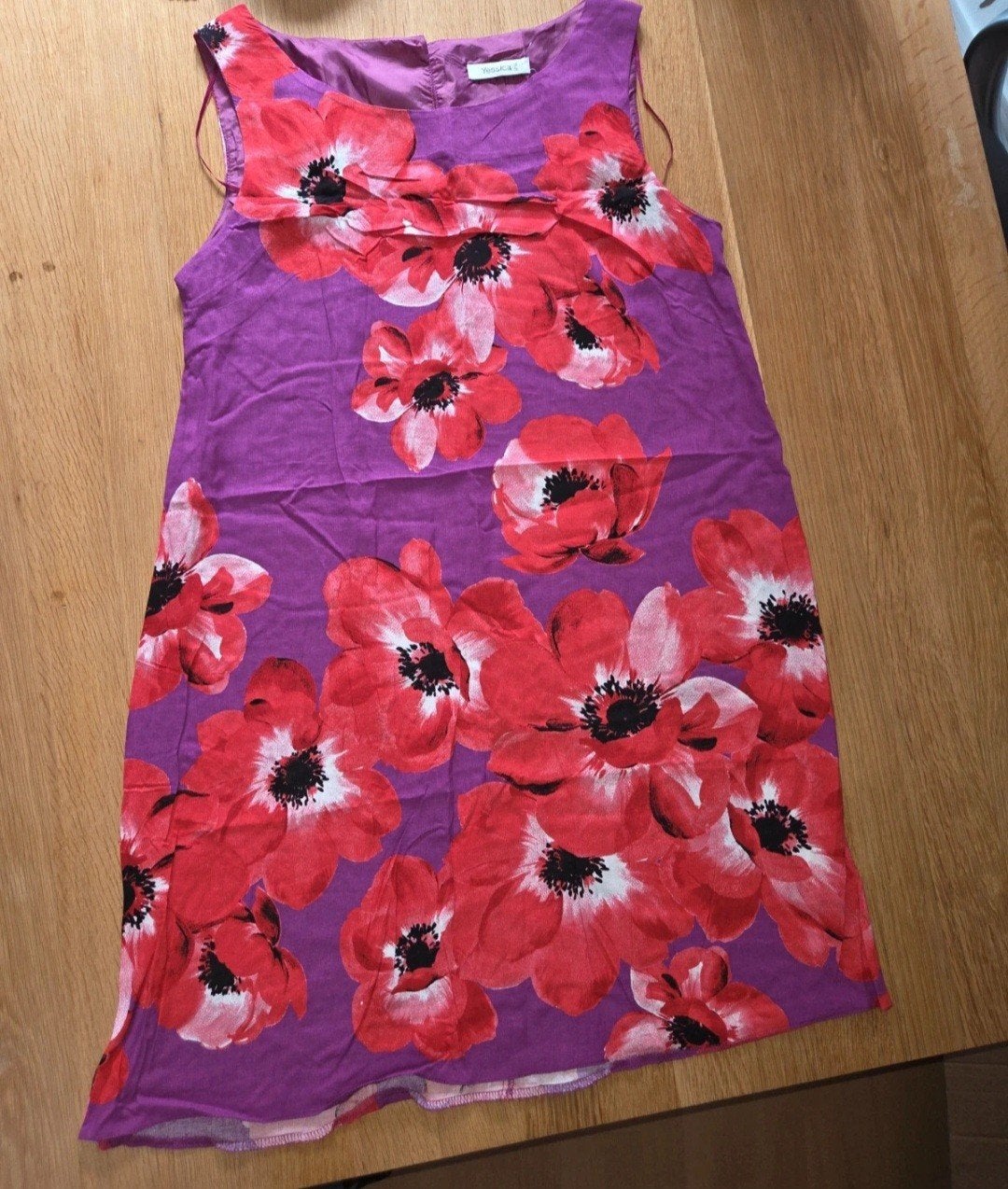Yessica Paarse Jurk met Rode Bloemen Maat 42 (L), Yessica, Ophalen of Verzenden